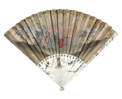 Folding fans like this one were important social status symbols. They would have been carried by fashionable women on trips to the theatre or to the pleasure gardens. Fans were sometimes given to women as gifts by male admirers.

