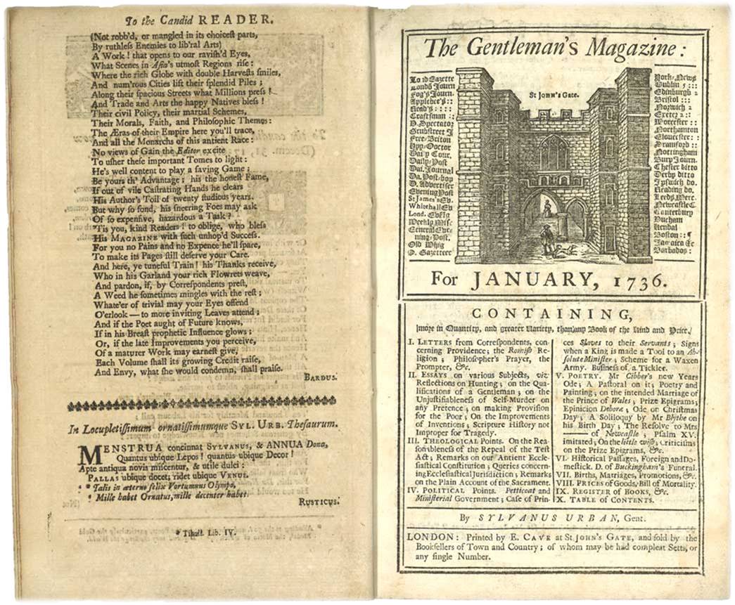 Front page of ‘The Gentleman’s Magazine’, January 1746. (Courtesy: Museum of the Order of St John, London)