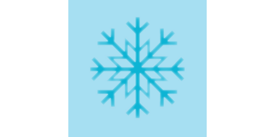 An illustration of a dark blue snowflake on a light blue background.
