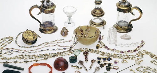 a selection of gold and jewellery