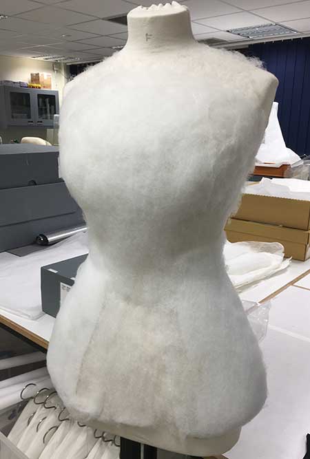 Polyester wadding was used to pad out the papier mache mannequin.