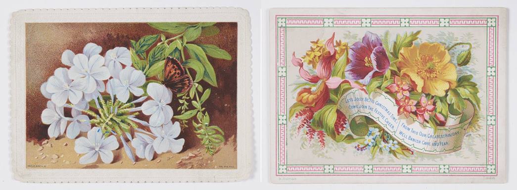 An example of how Valentine’s Day card designs initially spilled over to Christmas. (ID no.: 38.254/6) and (ID no.: 38.254/255)