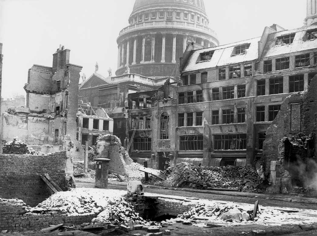 City Bomb Damage at Paternoster Square, South side, photographed on December 29, 1940.
