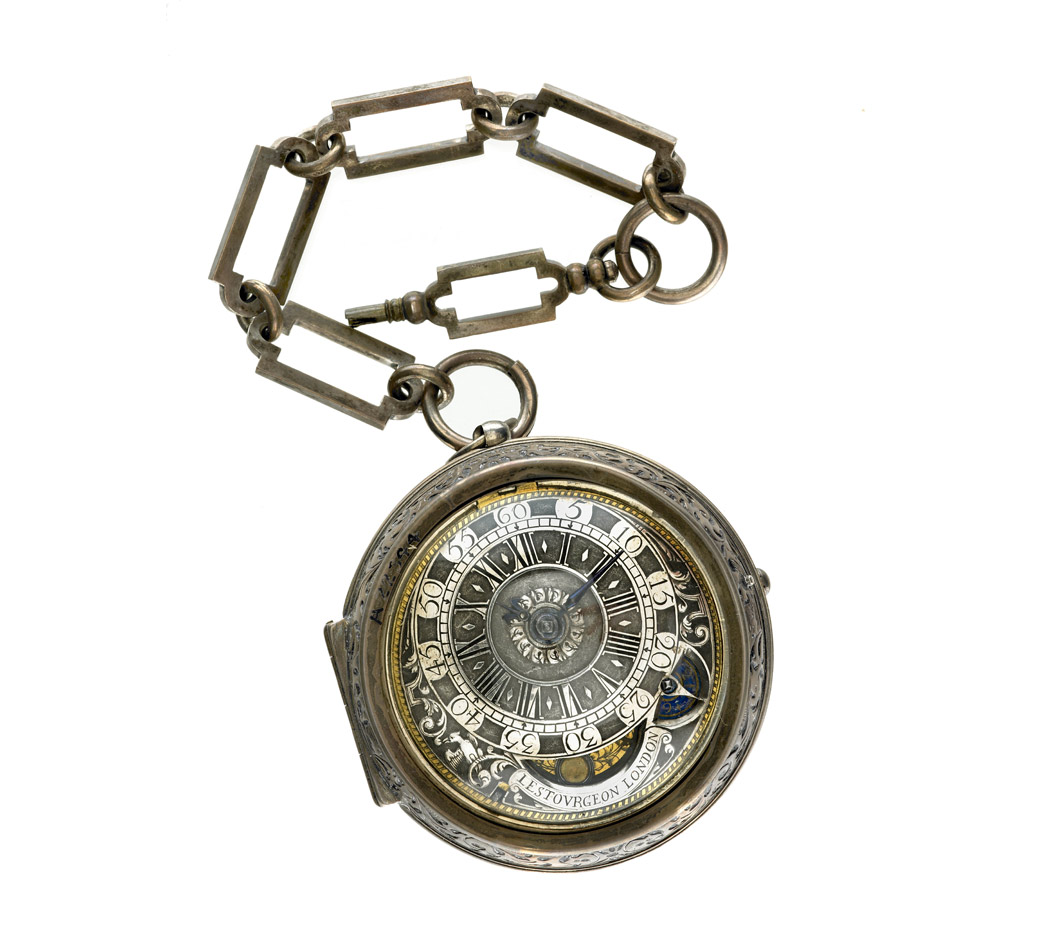 Pocket watch made by French Huguenot David Lestourgeon.