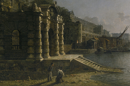 Detail from York Water Gate and the Adelphi from the River, by Moonlight: 1845-1860
