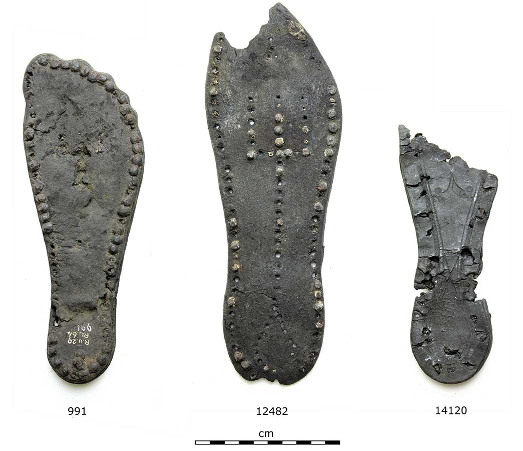 Roman shoes with astrological symbols from London