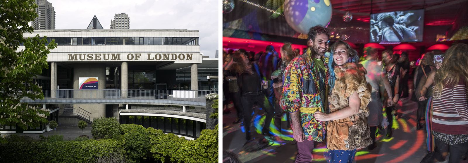 The Museum of London’s site at London Wall (left) will close on 4 December with a music weekend festival (right) © Museum of London