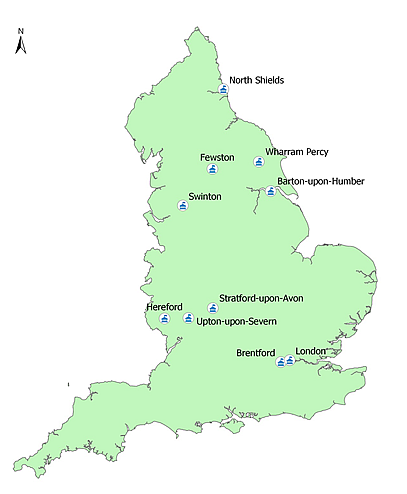 National sites in relation to London