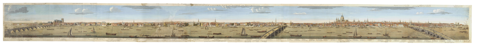 Panorama of the Thames  in 1777 with annotations in Persian.