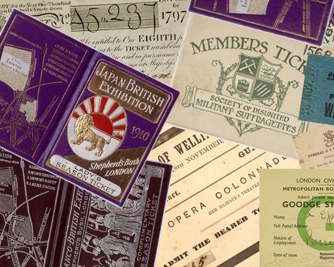 A collage of tickets from the museum of london's printed ephemera collection 