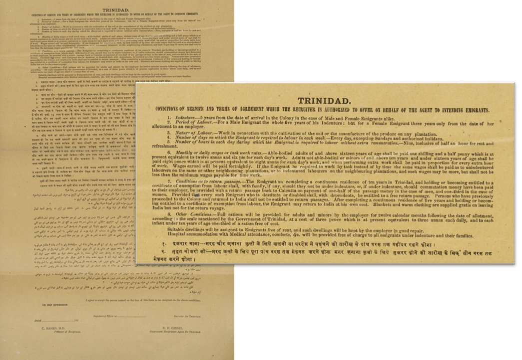 A copy of the indenture contract with the stipulations in English, Hindi and Urdu. (Courtesy: The National Archives)