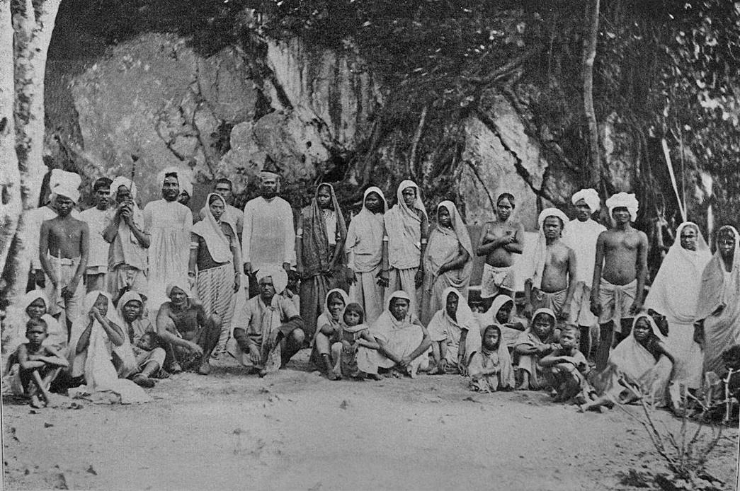 A circa 1897 image of just-arrived indentured labourers from India in Trinidad. (Courtesy: Wikimedia Commons)