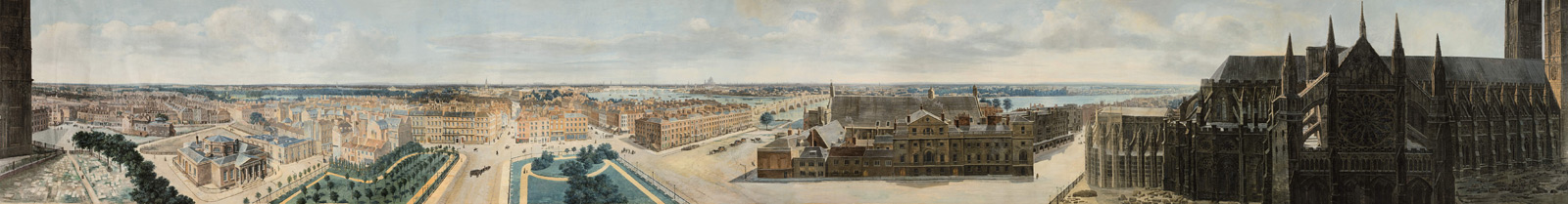 A sweeping view showing the area around Westminster.