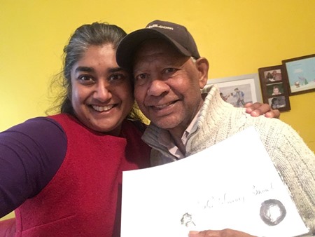 Salina and her father Martin with her book. (Courtesy: Salina Jane)