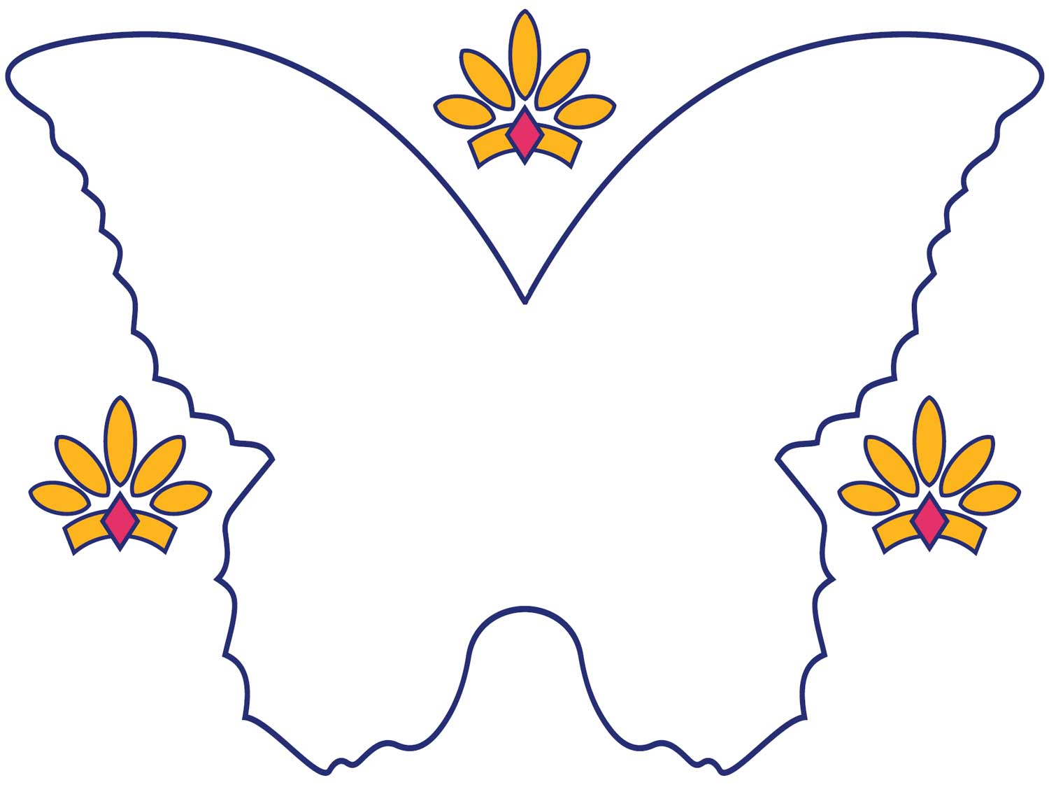 Illustrations of the outline of a butterfly and three colourful tiaras.