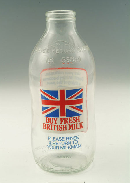 Pint milk bottle, 1975-84. ID number 84.119/2