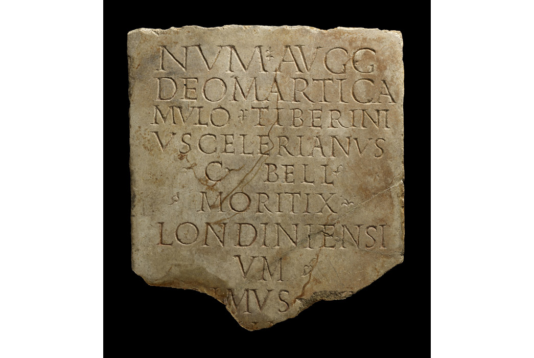 Marble plaque with inscription containing the first known use of the word Londoners.