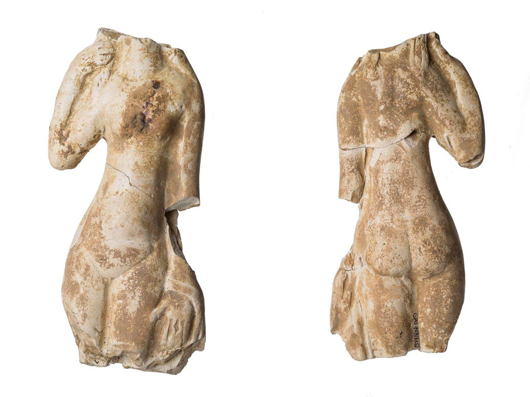 Two sides of a statue of the Roman goddess Venus.