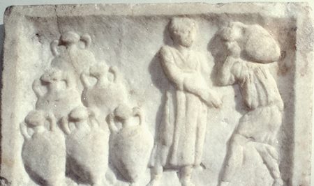 Marble relief showing transport amphorae, from 2nd century AD. (Courtesy: Fletcher Fund, 1925/The Metropolitan Museum of Art)