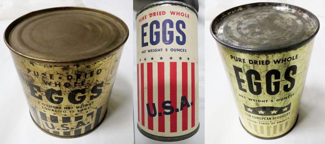 During WW2, fresh eggs were a luxury few had access to, and even tinned dried eggs were rationed. (ID nos.: 83.473/3; 81.103/12; 74.238/1)