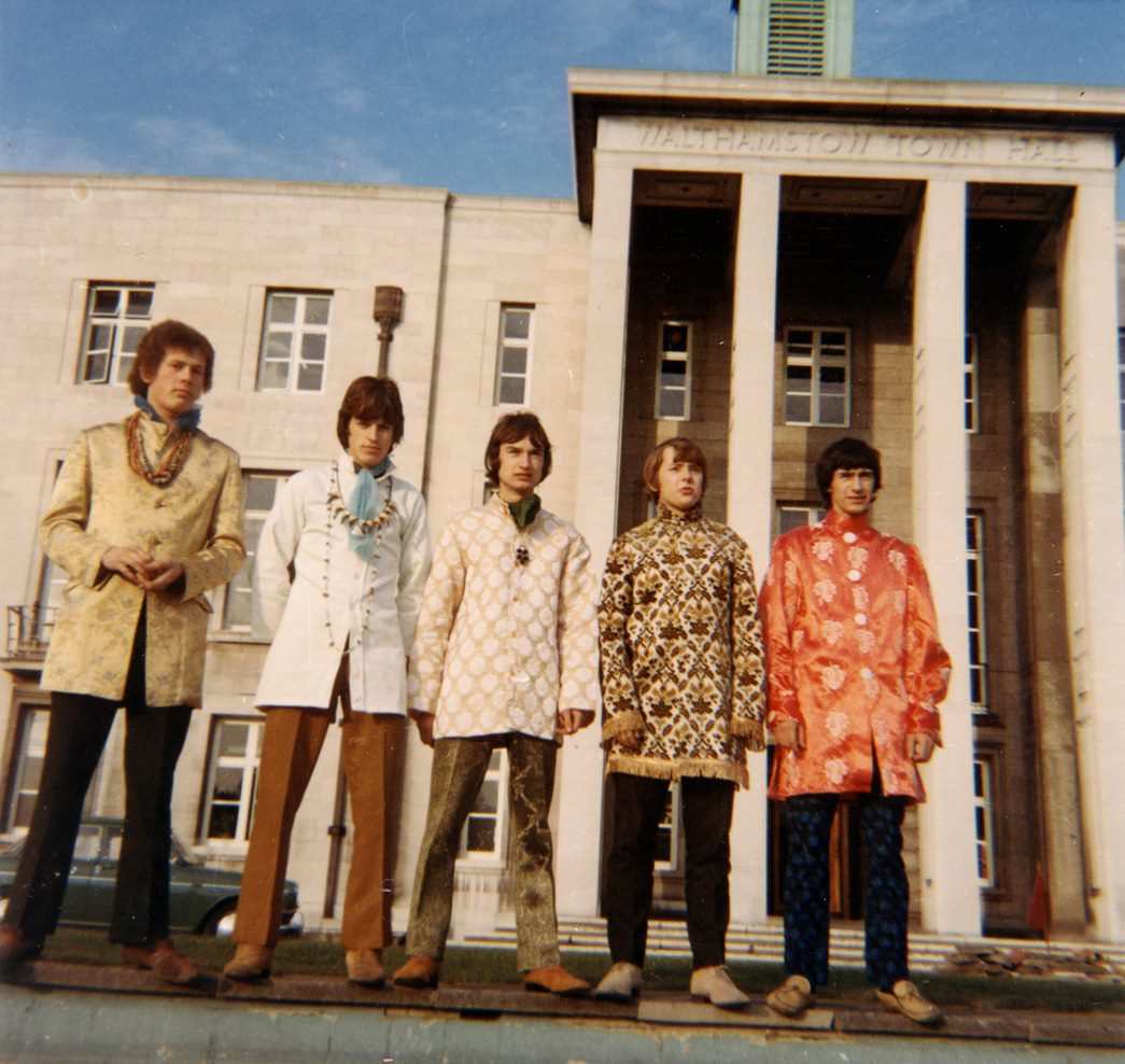 The Mode drummer Jeff Harrison (second from right) wearing a distinctive Irvine Sellers jacket for a band photoshoot in 1968. (Courtesy: The Mode Ltd/David Millidge)