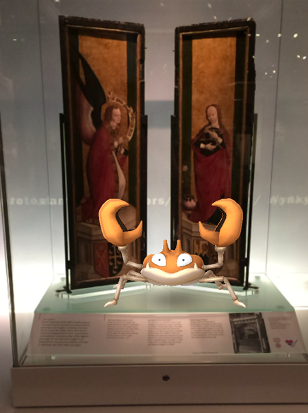 A screenshot of Pokémon  Go in the Museum of London's medieval gallery.