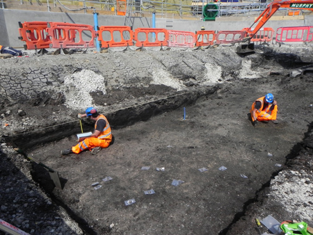 MOLA archaeologists excavate a site at Woolwich at one end of the Crossrail line
