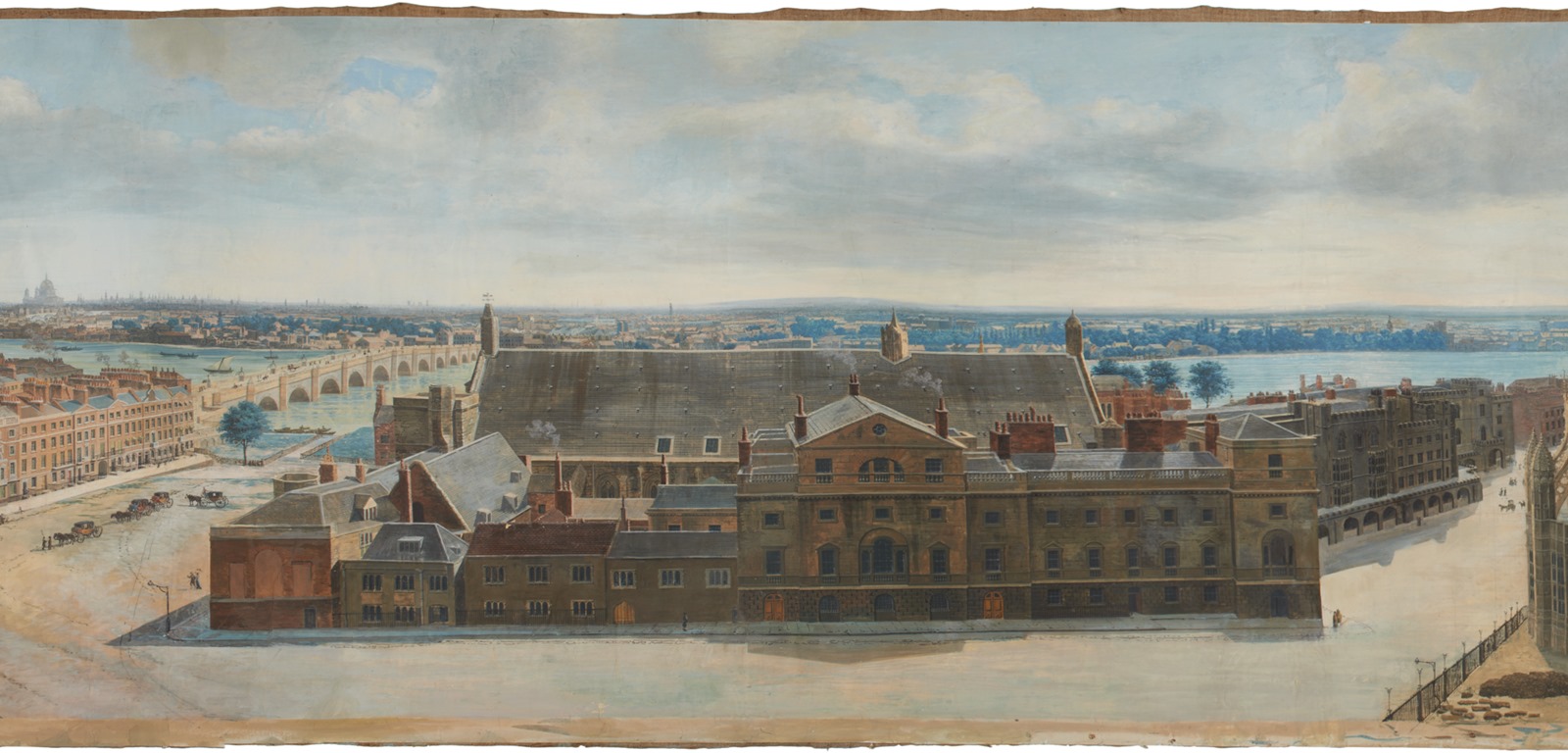 A Panoramic view of London, from the Tower of St. Margaret's Church, Westminster (detail), gouache on paper, c.1815, by Pierre Prévost. (ID no.: 2018.38)