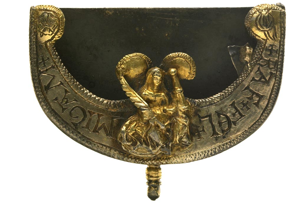 Chape or ornate belt buckle marked with the design of Anne Boleyn,