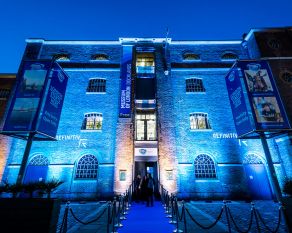 The exterior of Museum of London Docklands, ready for an event
