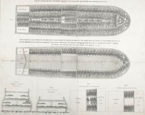 Diagram of a slave ship on display in the London Sugar and Slavery gallery.