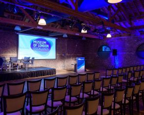 The Wilberforce Room at Museum of London Docklands laid out for a conference