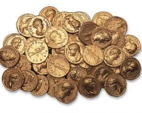 A pile of Roman gold coins